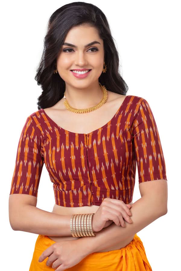 Naiduhall Princess Cut Elbow Sleeve Ikat-1 Blouse
