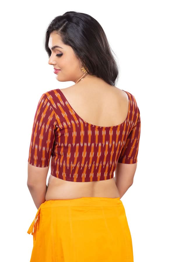 Naiduhall Princess Cut Elbow Sleeve Ikat-1 Blouse