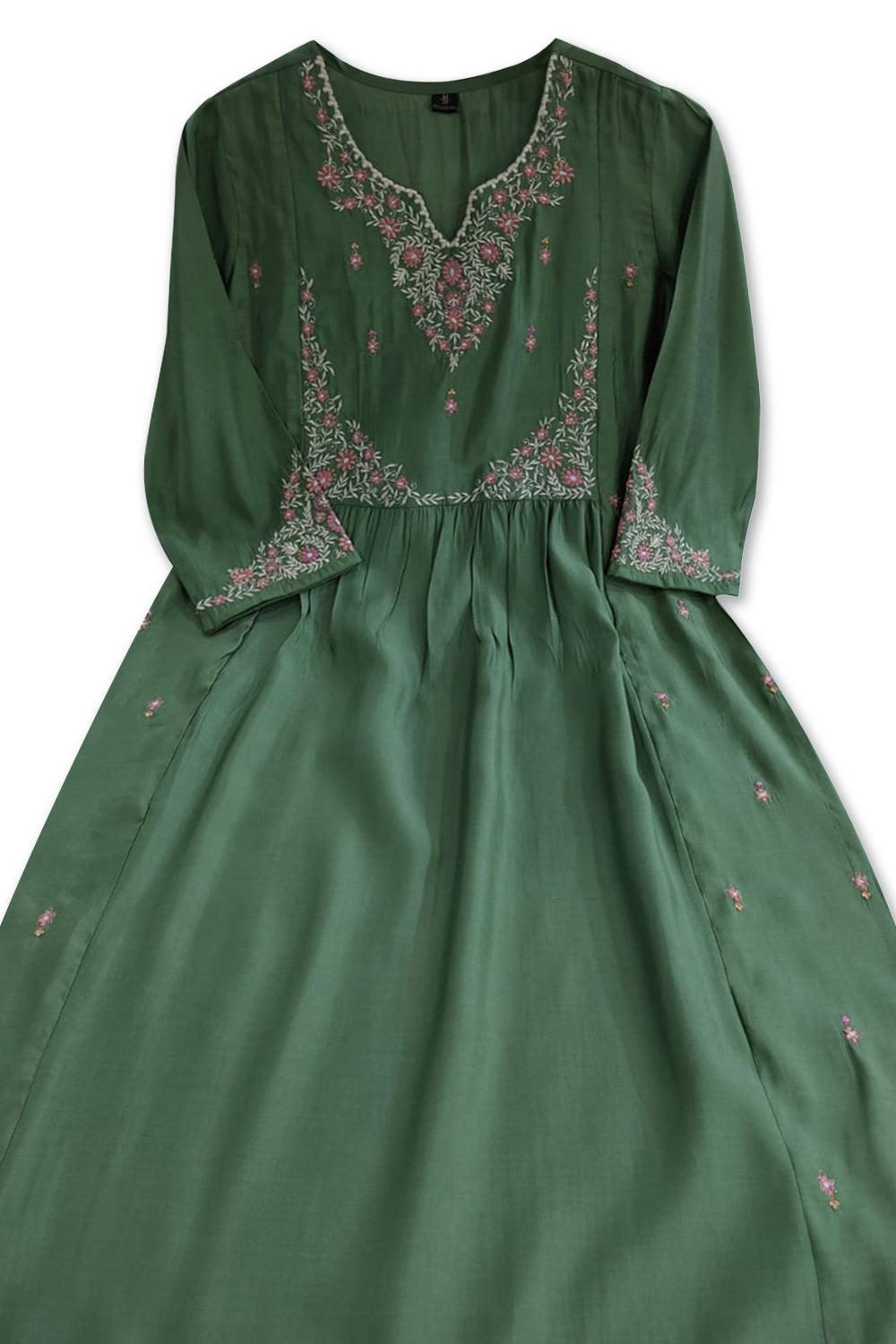 Women’s Cotton Blend Regular Fit Kurthi for Daily and Ethnic Wear with 3/4th Sleeves - Green - 307