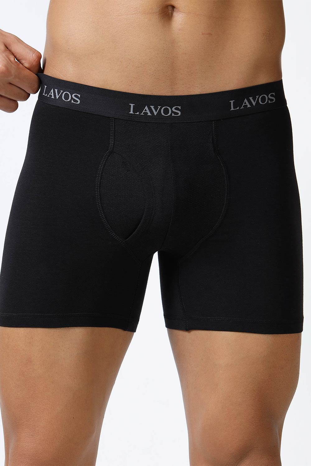 Lavos Men's Bamboo Cotton Boxer Briefs | Mid Rise 4-Way Stretch Underwear | Breathable Organic Cotton Antibacterial Trunks - LM2003