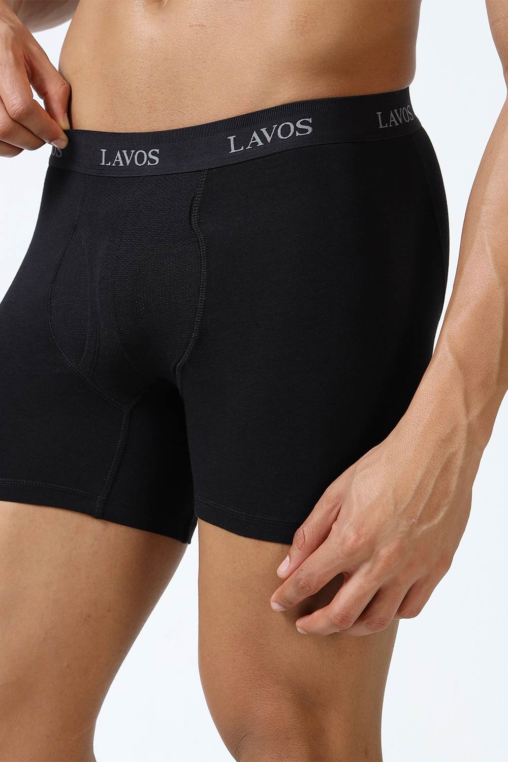 Lavos Men's Bamboo Cotton Boxer Briefs | Mid Rise 4-Way Stretch Underwear | Breathable Organic Cotton Antibacterial Trunks - LM2003