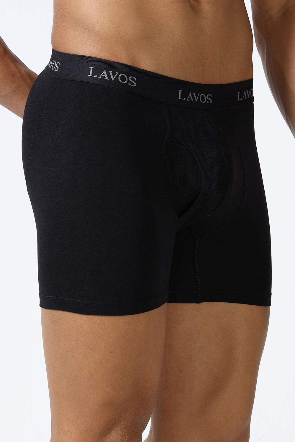 Lavos Men's Bamboo Cotton Boxer Briefs | Mid Rise 4-Way Stretch Underwear | Breathable Organic Cotton Antibacterial Trunks - LM2003