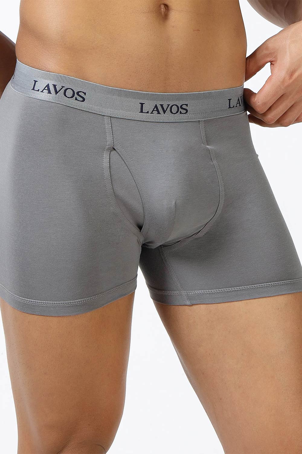 Lavos Men's Bamboo Cotton Trunks Briefs | Mid Rise 4-Way Stretch Underwear | Ultra-Soft Organic Cotton Boxer Briefs with Antibacterial Comfort - LM2006