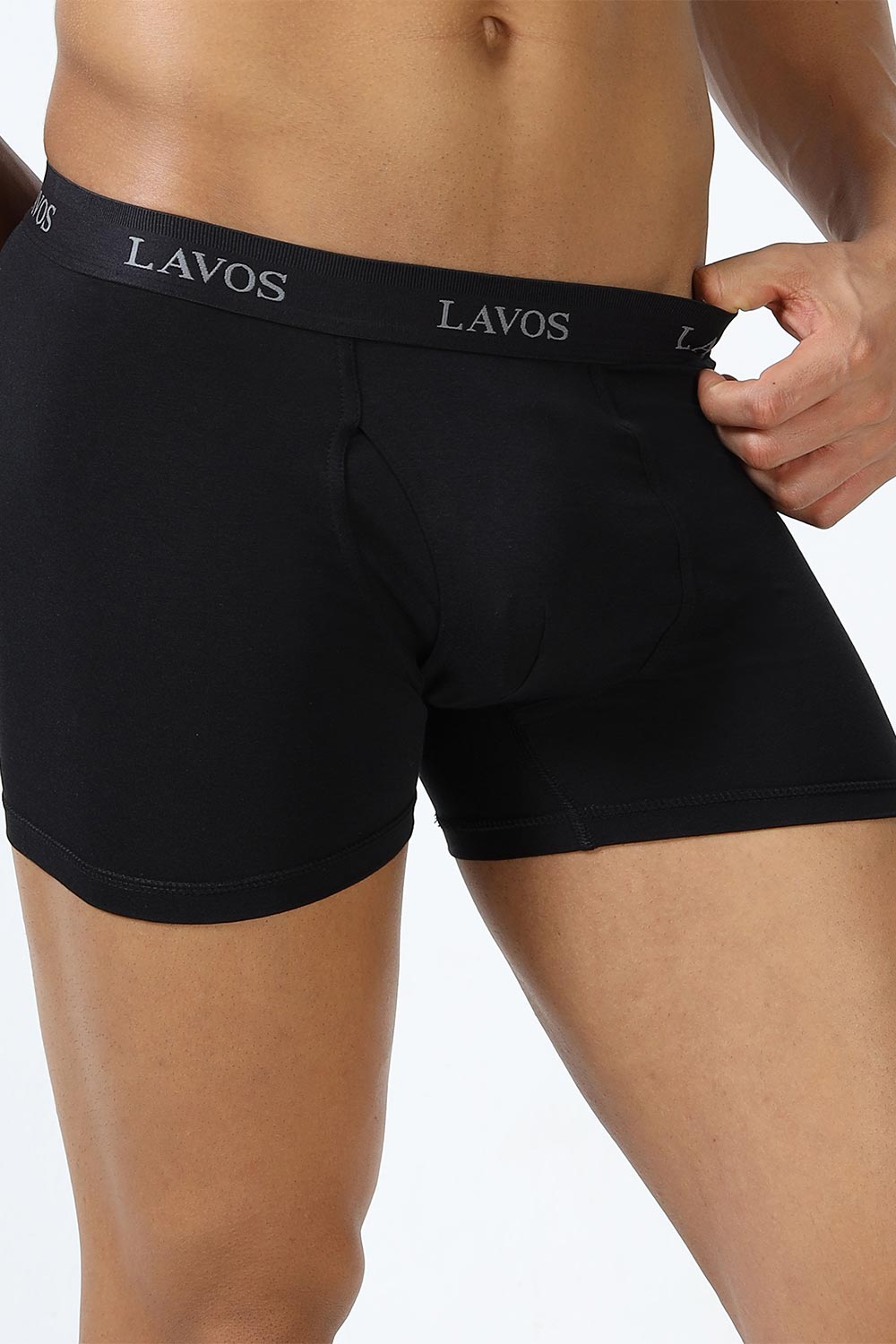 Lavos Men's Bamboo Cotton Boxer Briefs | Mid Rise 4-Way Stretch Underwear | Breathable Organic Cotton Antibacterial Trunks - LM2003