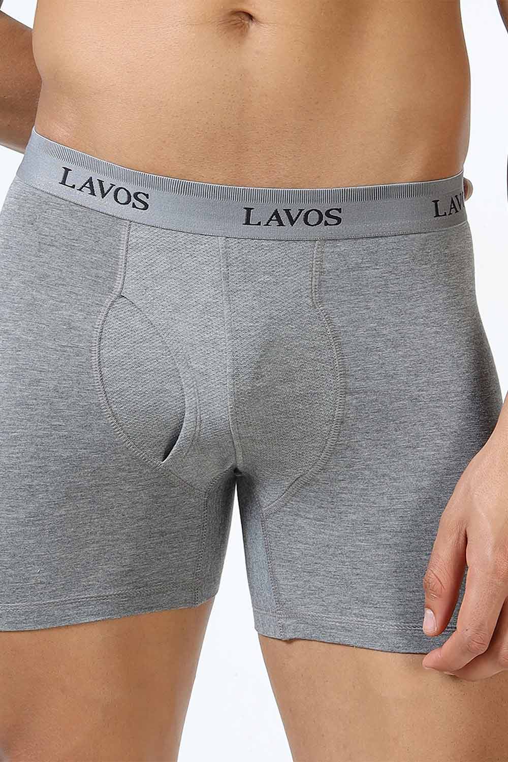 Lavos Men's Bamboo Cotton Boxer Briefs | Mid Rise 4-Way Stretch Underwear | Breathable Organic Cotton Antibacterial Trunks - LM2003