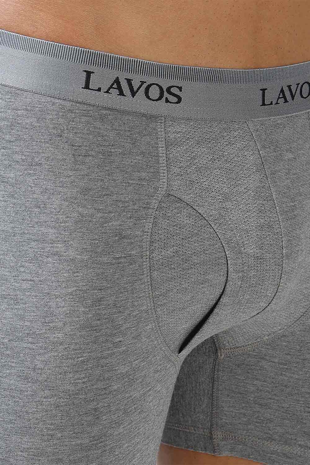 Lavos Men's Bamboo Cotton Boxer Briefs | Mid Rise 4-Way Stretch Underwear | Breathable Organic Cotton Antibacterial Trunks - LM2003