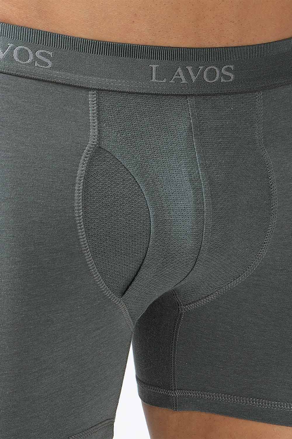 Lavos Men's Bamboo Cotton Boxer Briefs | Mid Rise 4-Way Stretch Underwear | Breathable Organic Cotton Antibacterial Trunks - LM2003