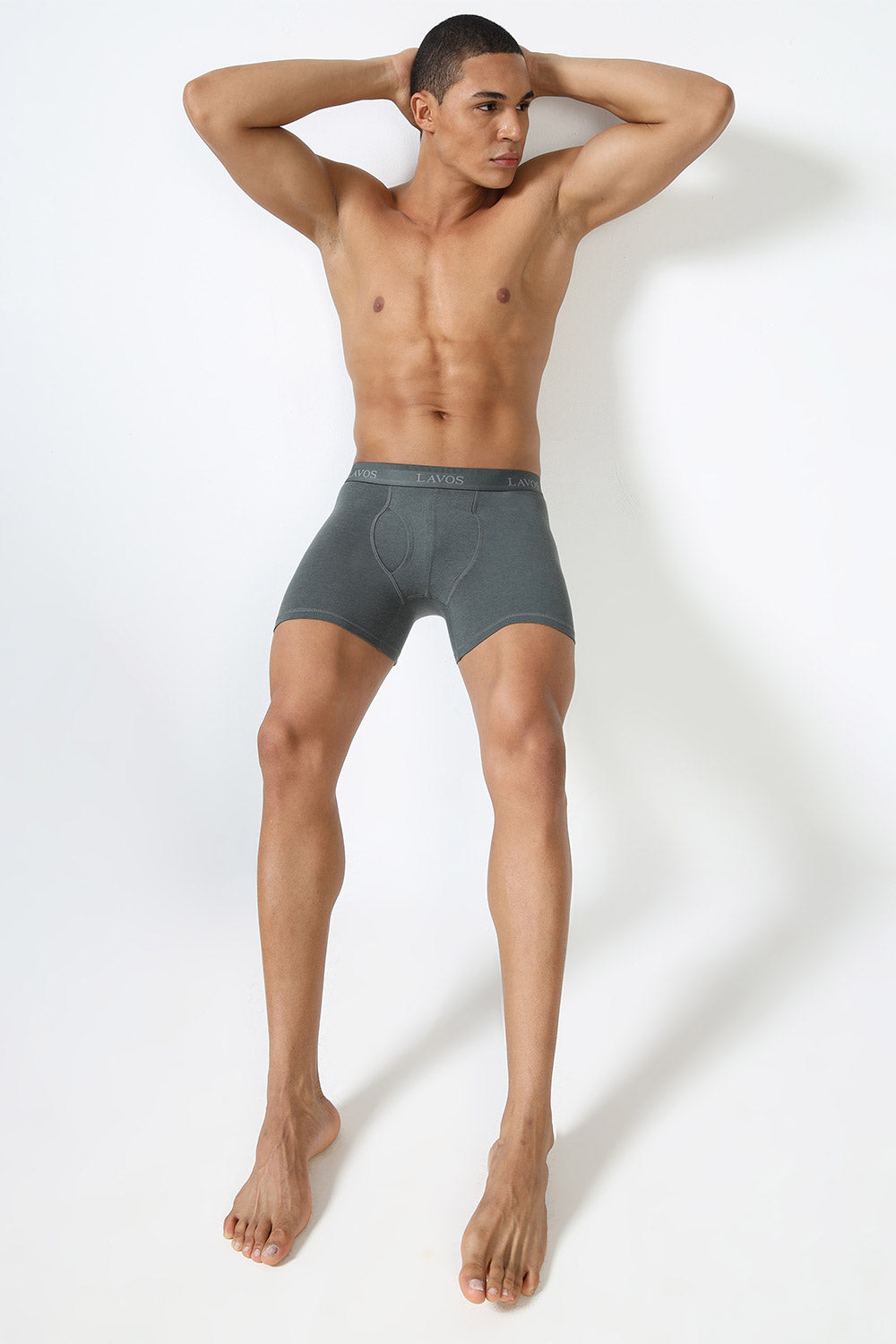 Lavos Men's Bamboo Cotton Boxer Briefs | Mid Rise 4-Way Stretch Underwear | Breathable Organic Cotton Antibacterial Trunks - LM2003