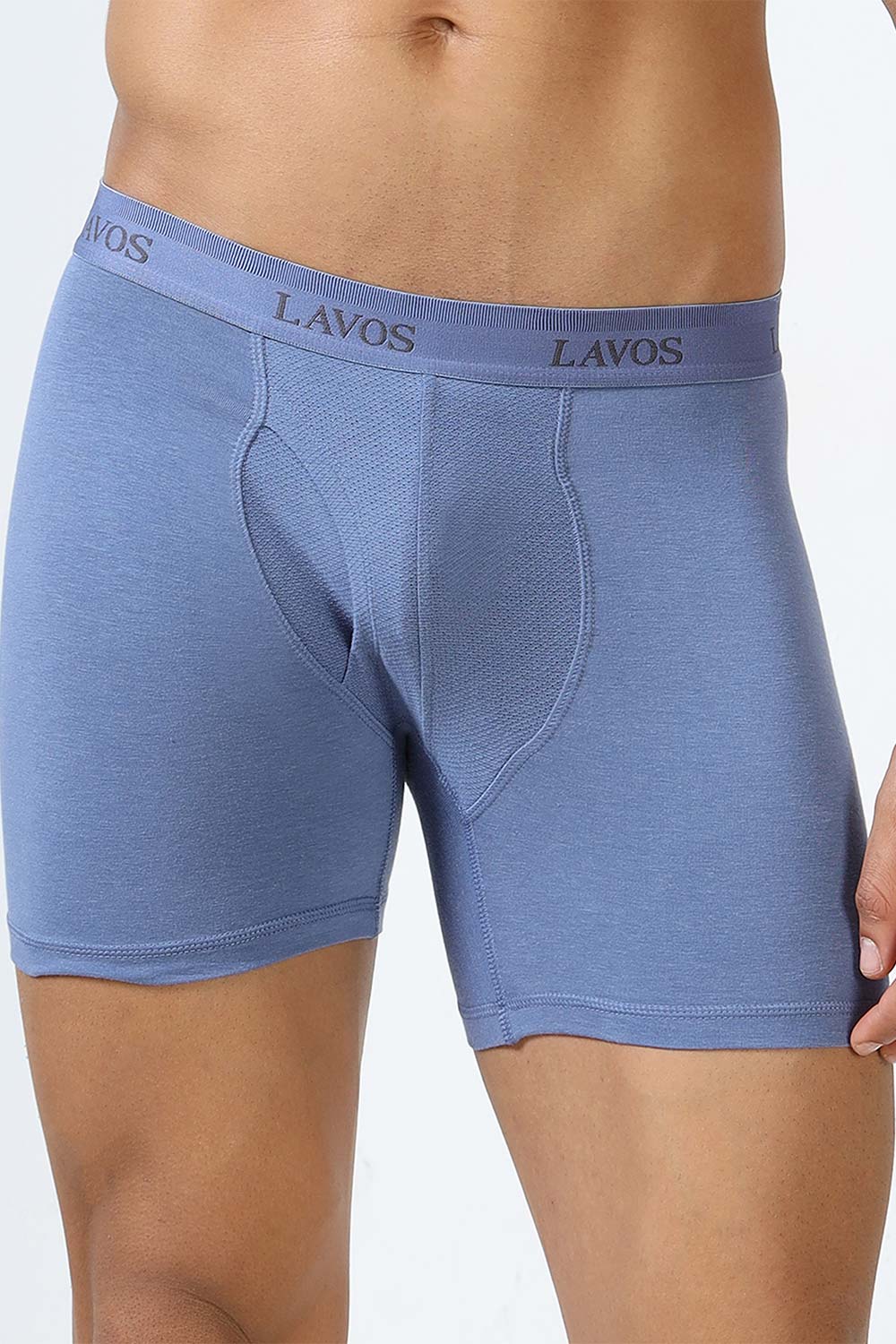 Lavos Men's Bamboo Cotton Boxer Briefs | Mid Rise 4-Way Stretch Underwear | Breathable Organic Cotton Antibacterial Trunks - LM2003