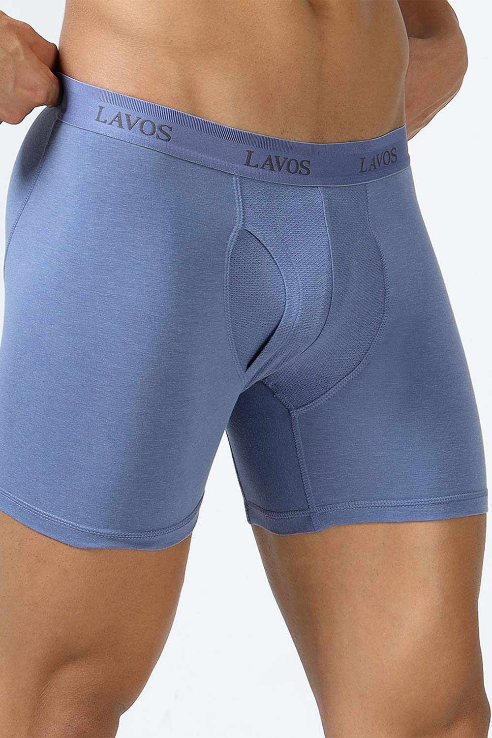 Lavos Men's Bamboo Cotton Boxer Briefs | Mid Rise 4-Way Stretch Underwear | Breathable Organic Cotton Antibacterial Trunks - LM2003