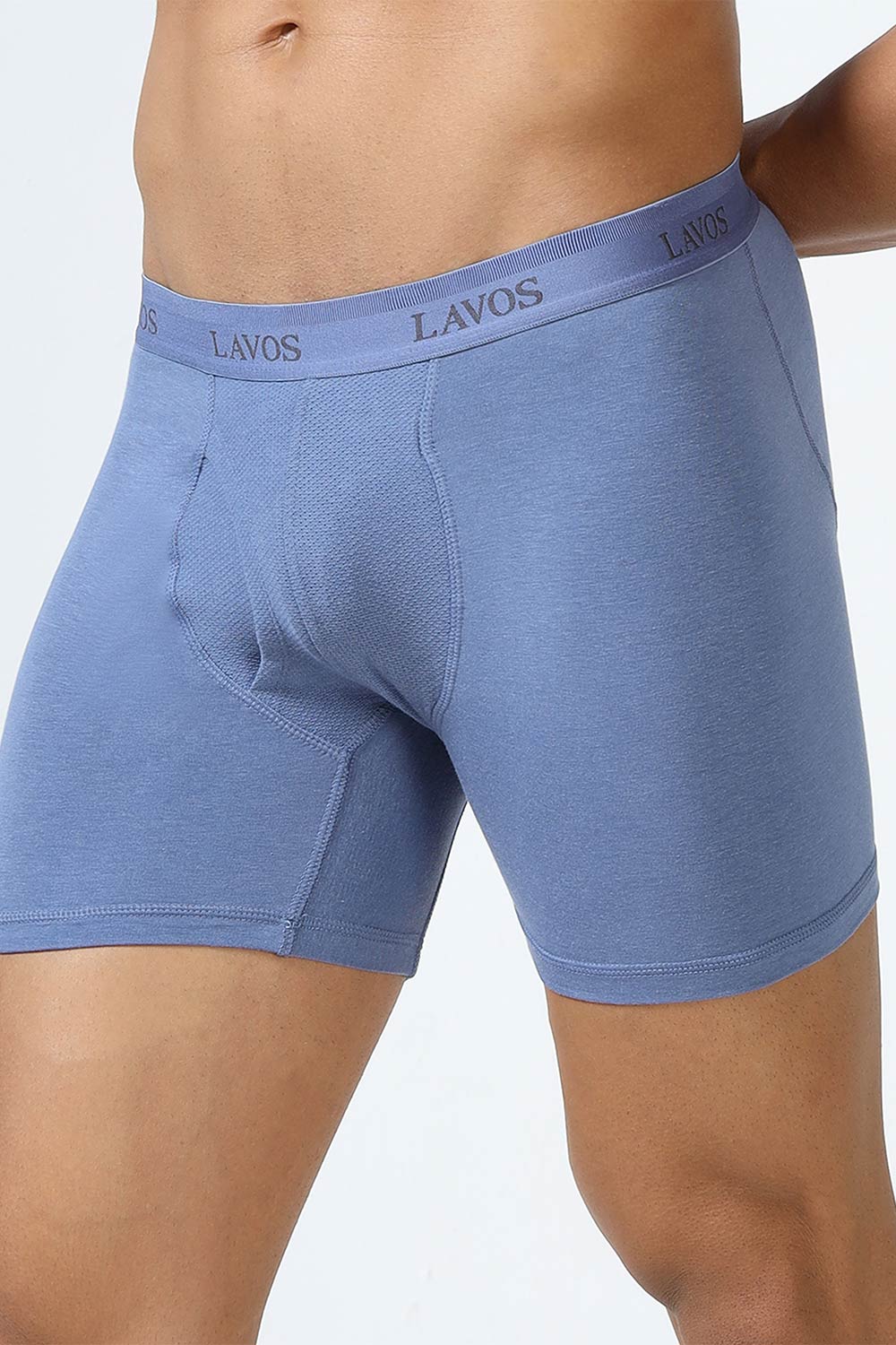 Lavos Men's Bamboo Cotton Boxer Briefs | Mid Rise 4-Way Stretch Underwear | Breathable Organic Cotton Antibacterial Trunks - LM2003
