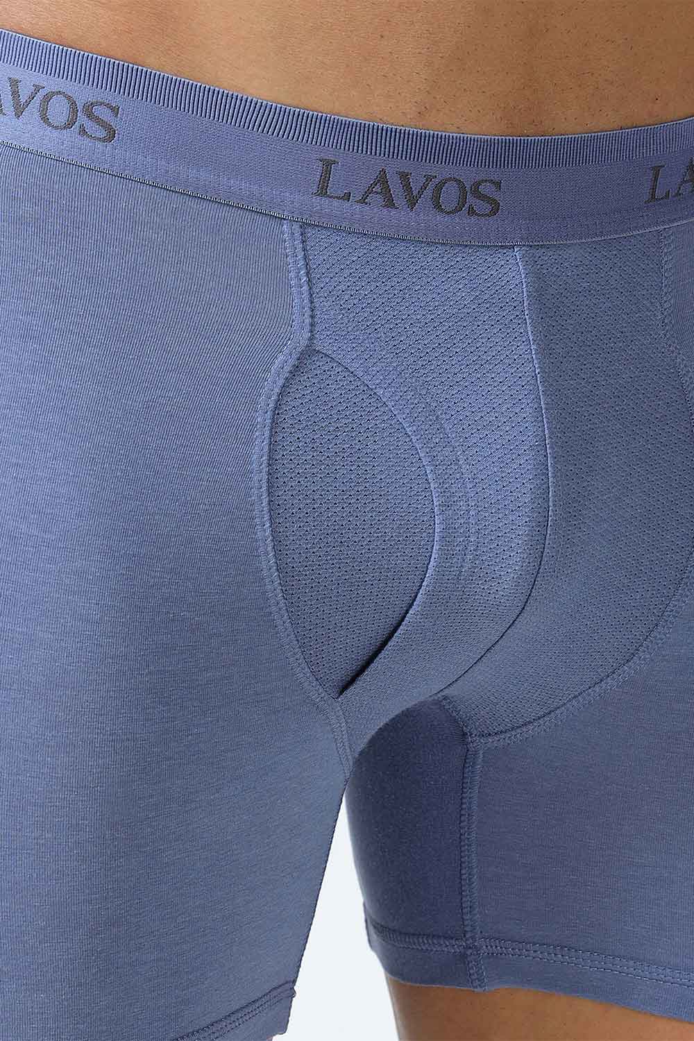 Lavos Men's Bamboo Cotton Boxer Briefs | Mid Rise 4-Way Stretch Underwear | Breathable Organic Cotton Antibacterial Trunks - LM2003