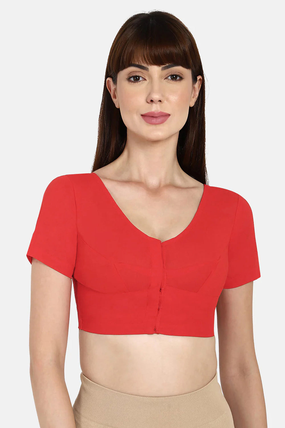 Naidu Hall Round neck short sleeve blouse - Coral