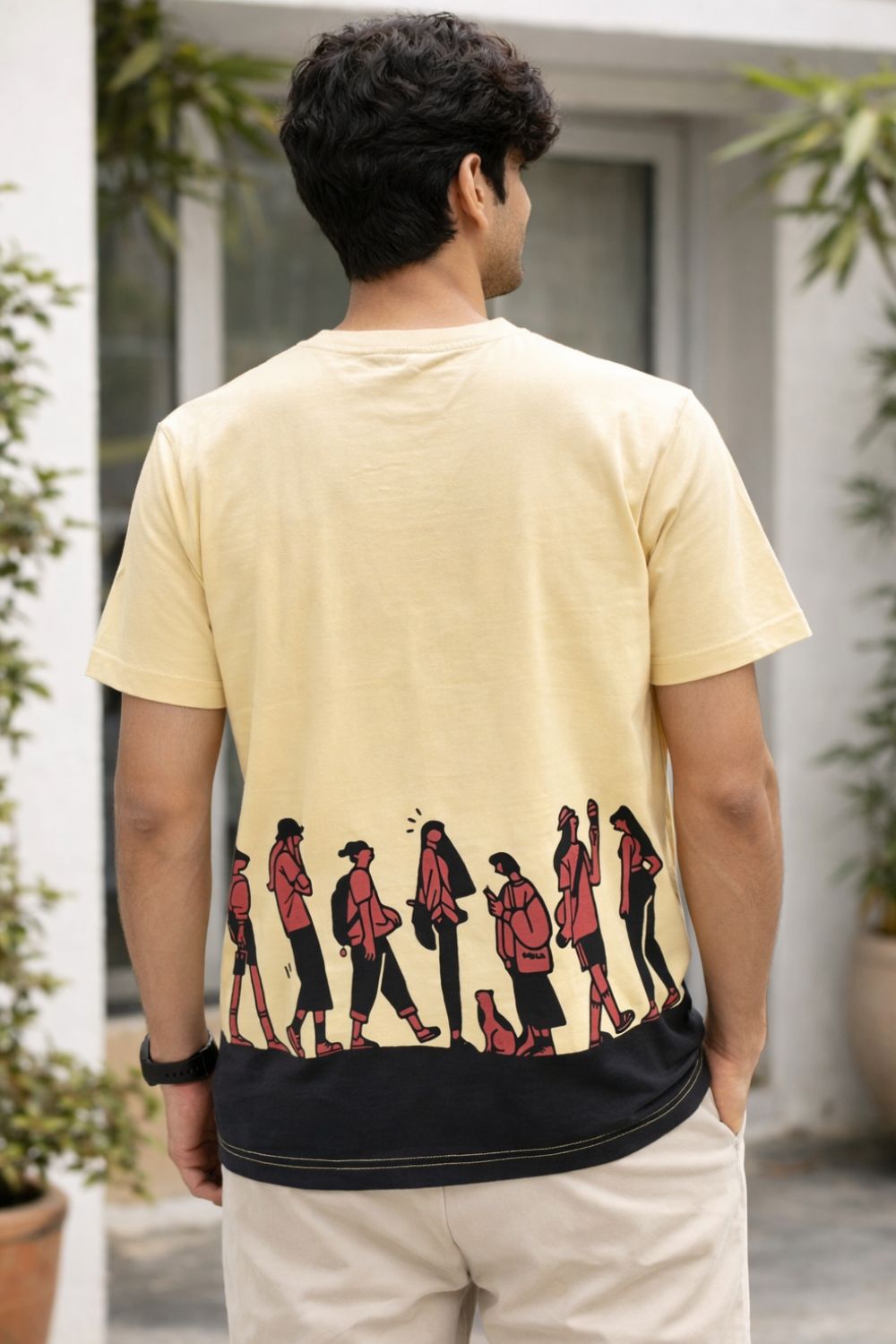 Enhance Men’s Cotton Graphic Printed Crew Neck T-Shirt | Street Style Round Neck Half Sleeve Everyday Wear - Skin - TG09