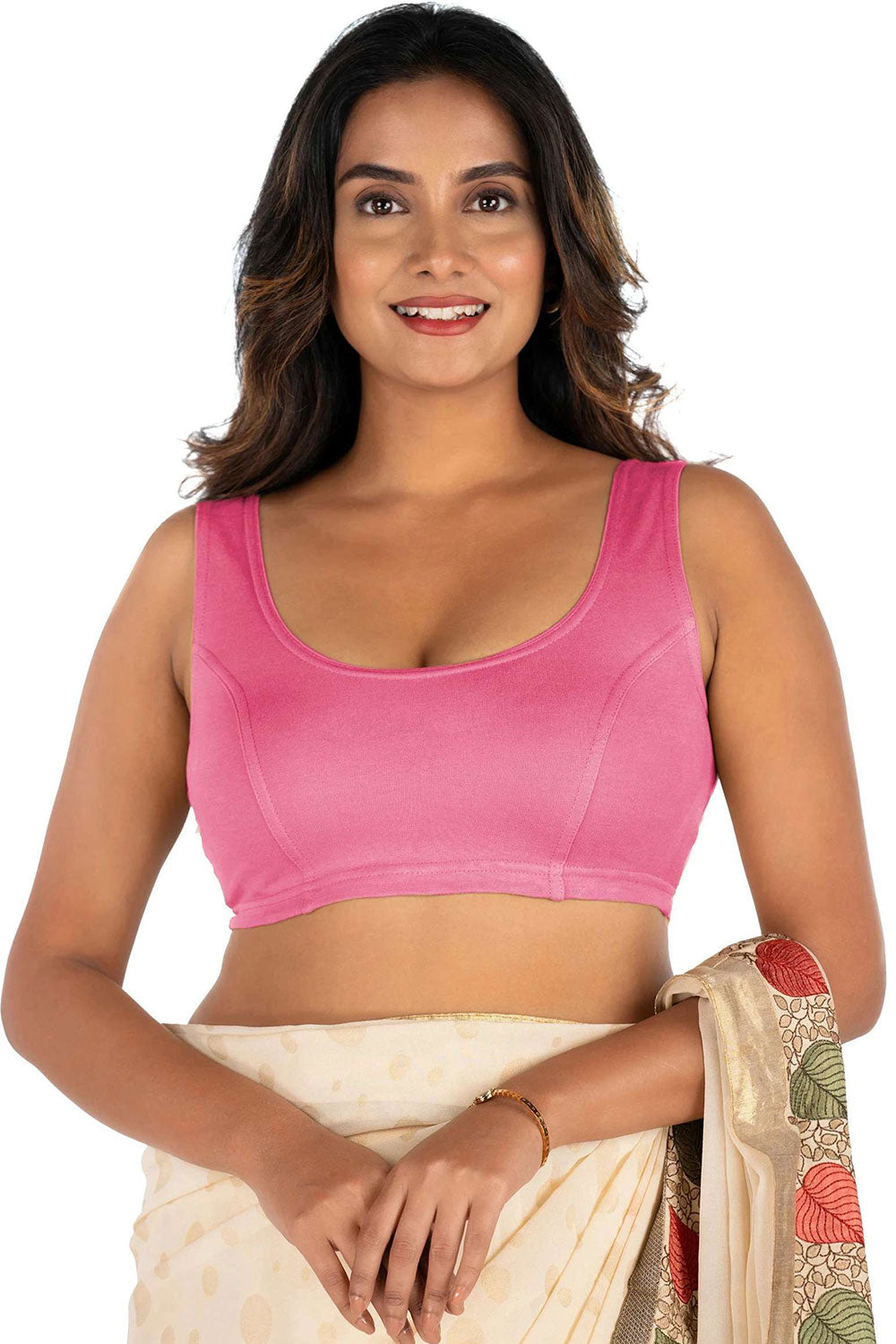 Women's Stretchable Sleeveless Princess Cut Readymade Saree Blouse – Everyday Comfort Ethnic Blouse for Sarees - 1323