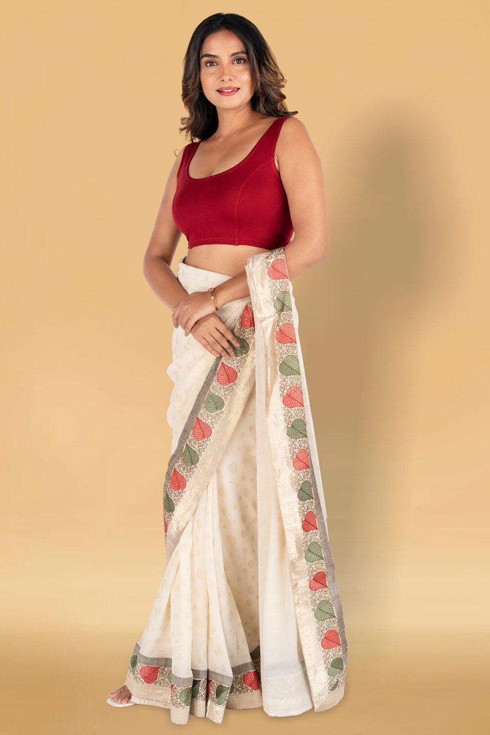 Women's Stretchable Sleeveless Princess Cut Readymade Saree Blouse – Everyday Comfort Ethnic Blouse for Sarees - 1323