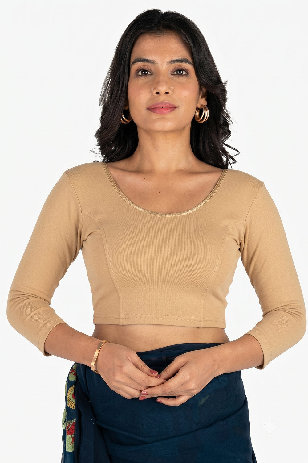 Women's Stretchable Princess Cut Readymade Saree Blouse – 3/4 Sleeve Ethnic Blouse for Women - 2214