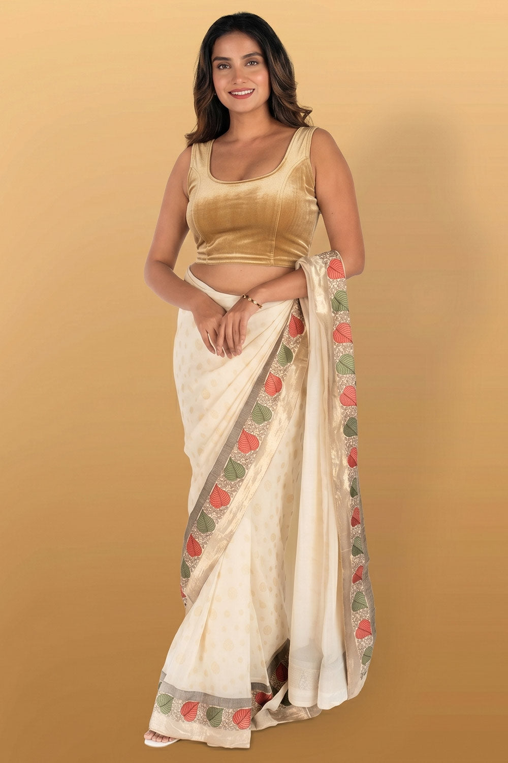 Women's Velvet Stretchable Sleeveless Princess Cut Readymade Saree Blouse – Premium Party Wear Ethnic Blouse - 1940V