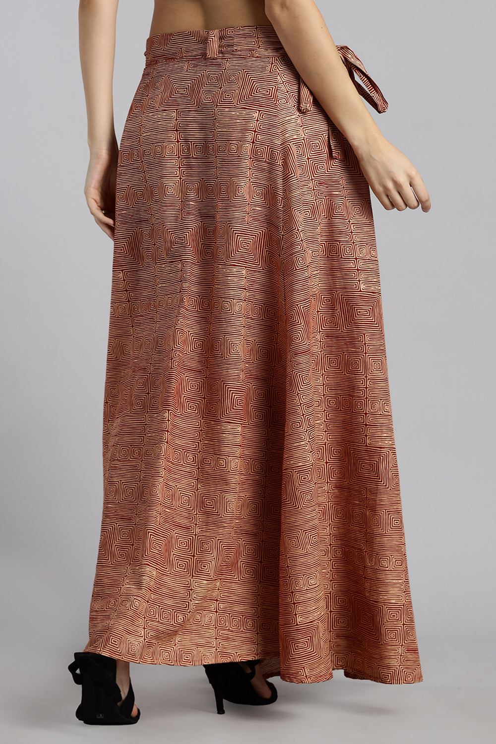 Mythri Women’s Cotton Wrap Around Skirt – Adjustable Ethnic Casual Wear - Beige - SK07