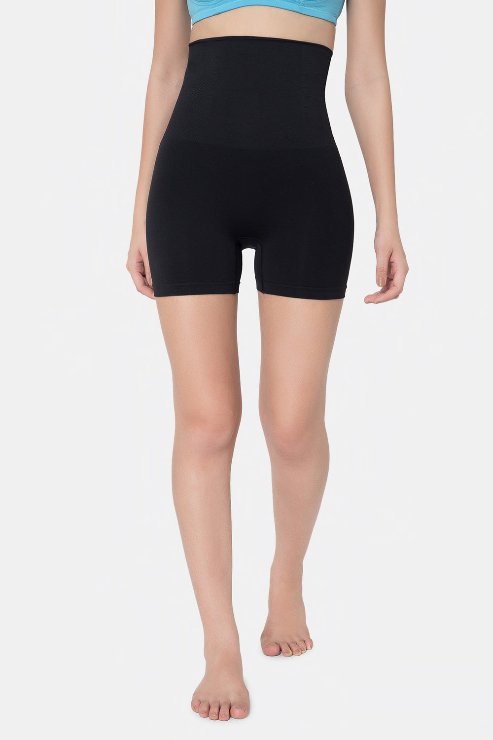 Intimacy Ultra Stretch High Waist Shaping Nylon Black Shorts | Tummy Control & All-Day Comfort | ZH01