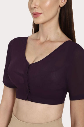 Naidu Hall Round neck long sleeve blouse - Dark Wine
