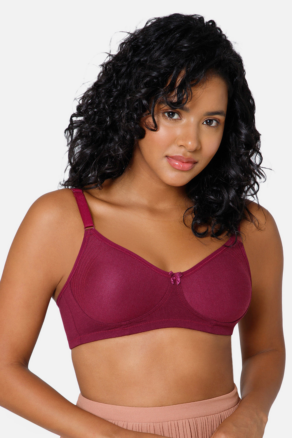 Everyday Full Coverage Non-Padded Intimacy  T-Shirt Saree Bra - Wine - DEFC