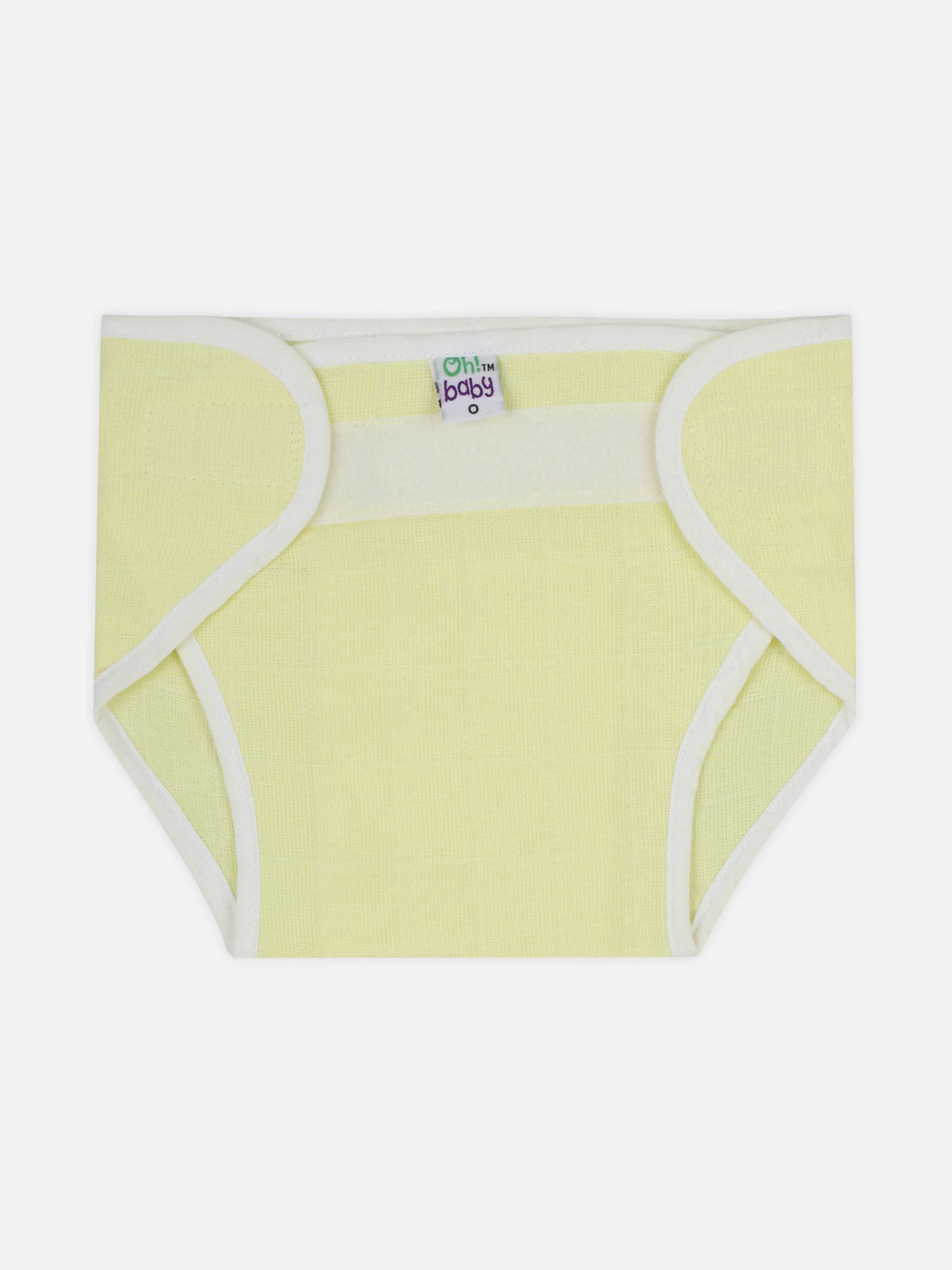 Oh Baby Plain Velcro Nappies Yellow - Ltpl