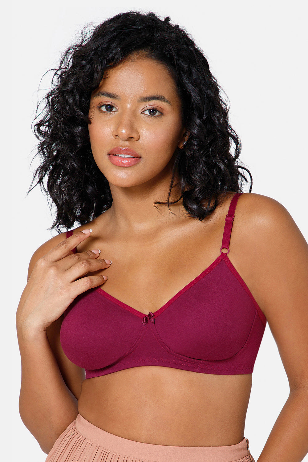 Medium Coverage Non-Wired Non-Padded Wine Saree Bra INT29 - Intimacy Everyday Comfort