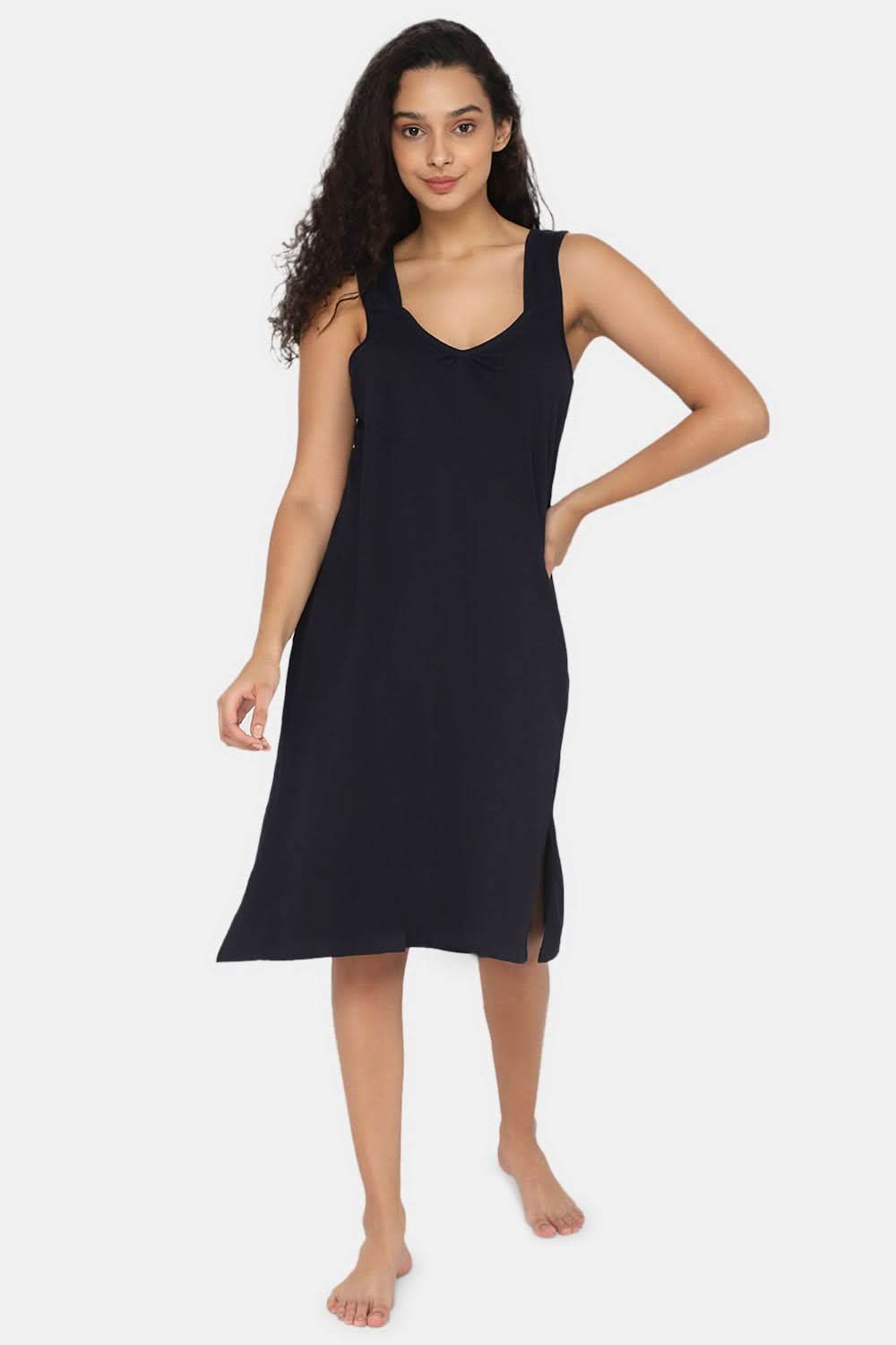 Intimacy Full Coverage Knee-Length Cotton Night Slip | Lightweight & Summer-Friendly Nightwear - Naidu Hall Family Store