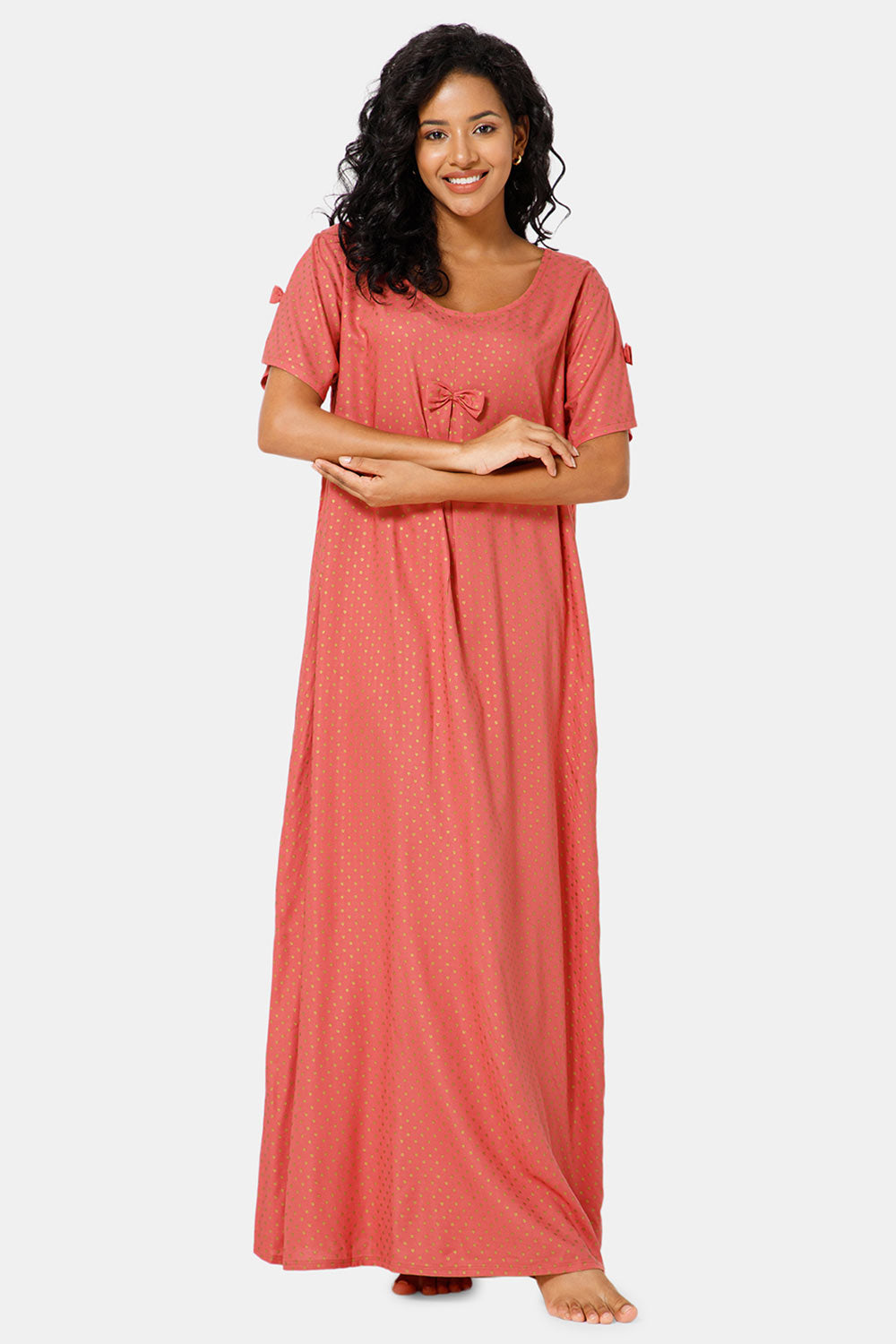 Soft red cotton nightie for a fresh and good quality sleep