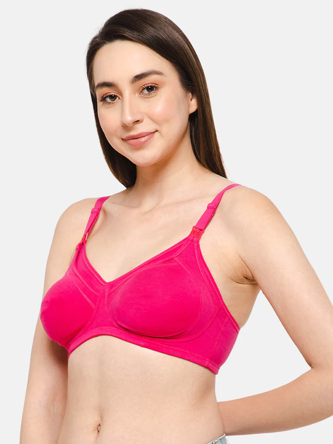 High Coverage Intimacy Nursing Bra - Maternity Bra - Feeding Bra - Fuchsia - FB07 - Flat Rs. 80