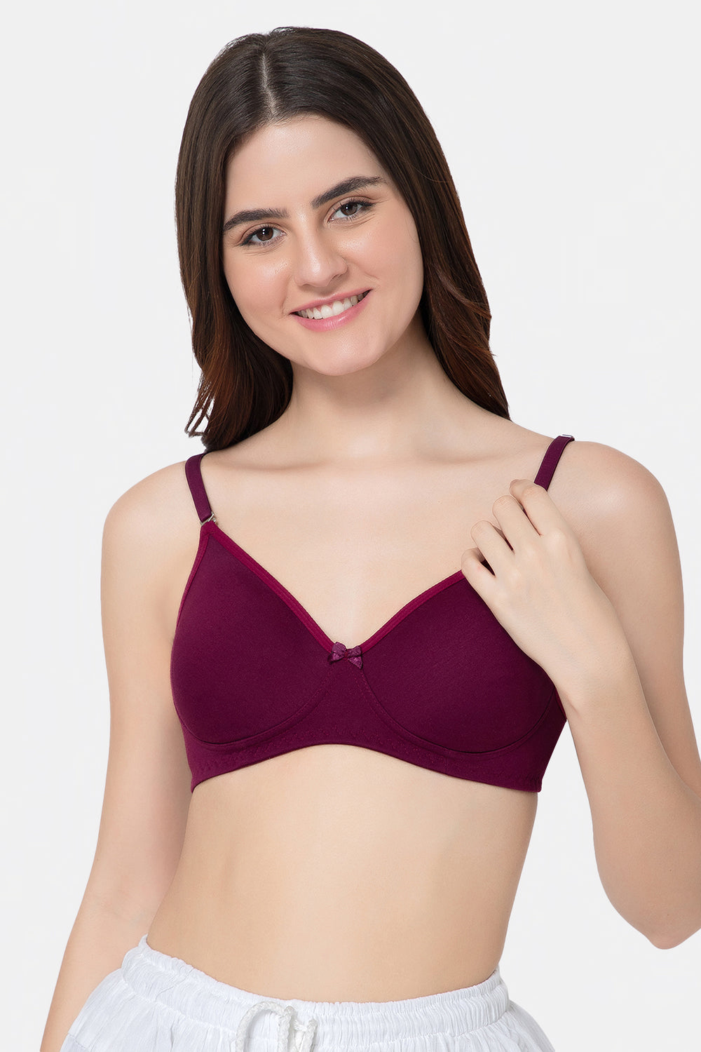 Wine Color Non-Wired Everyday T-Shirt Bra for Intimacy