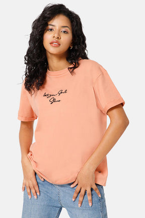 Jusperf Women Half Sleeve Crew Neck T-shirt  - Peach - SD16