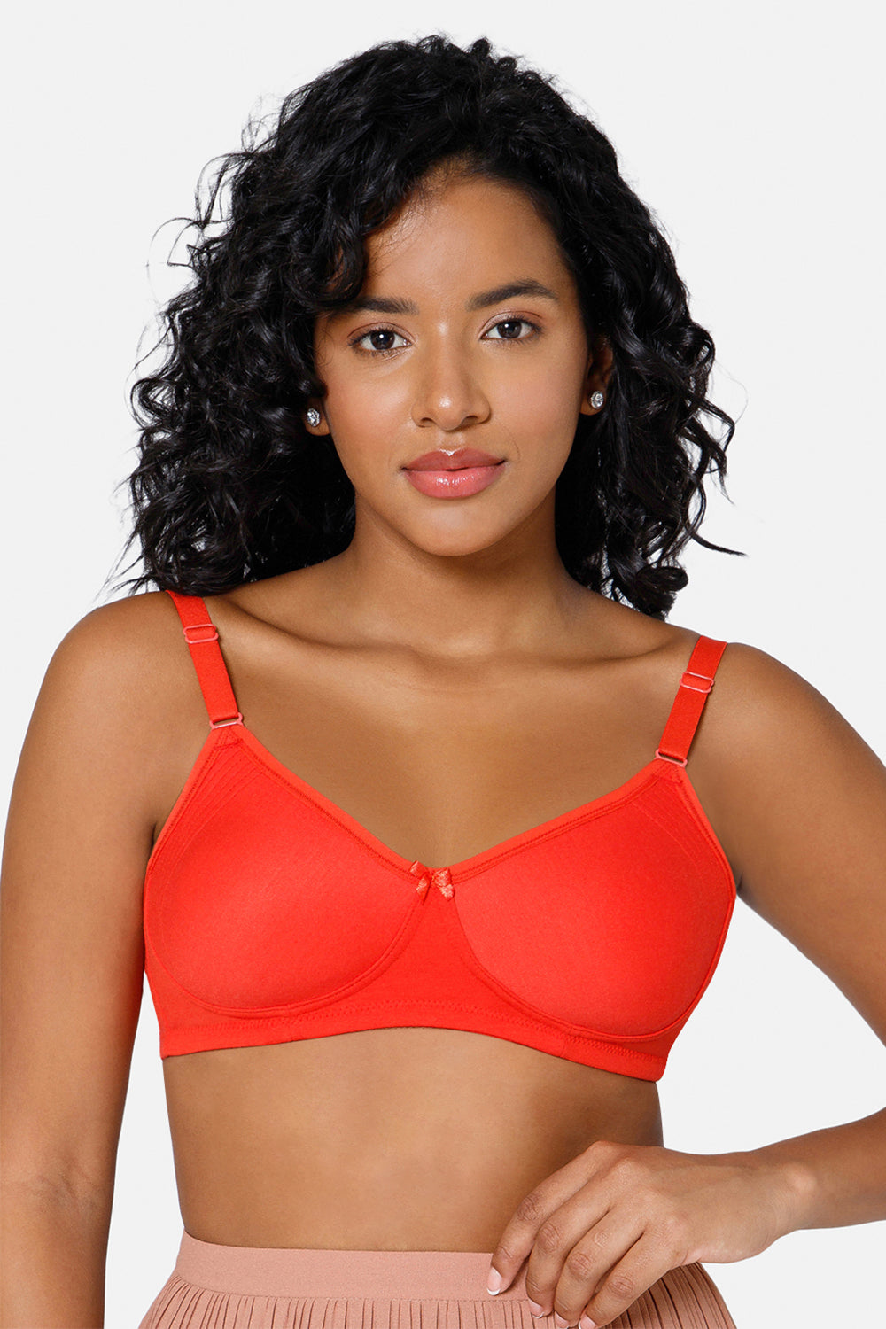 Everyday Full Coverage Non-Padded Intimacy  T-Shirt Saree Bra - Fiery Red - DEFC