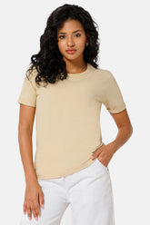 Jusperf Women Half Sleeve Crew Neck T-shirt  - Light Brown - SD23