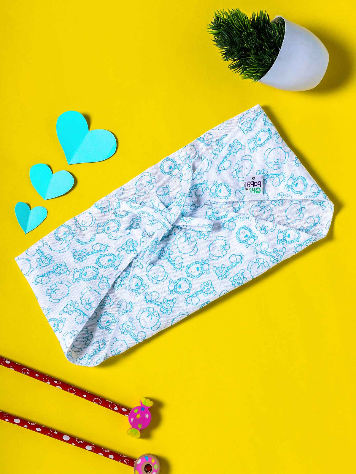 Oh Baby Printed Triangle Nappies Blue - Trpr