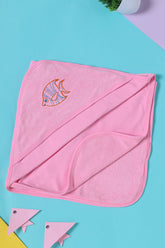 Oh Baby Plain Embroidery Carry  Towel Baby Pink - Htpr