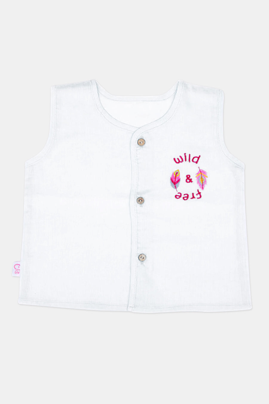 Oh Baby Wild Free Cotton Sleeveless Shirt with Front Button Opening - PV01