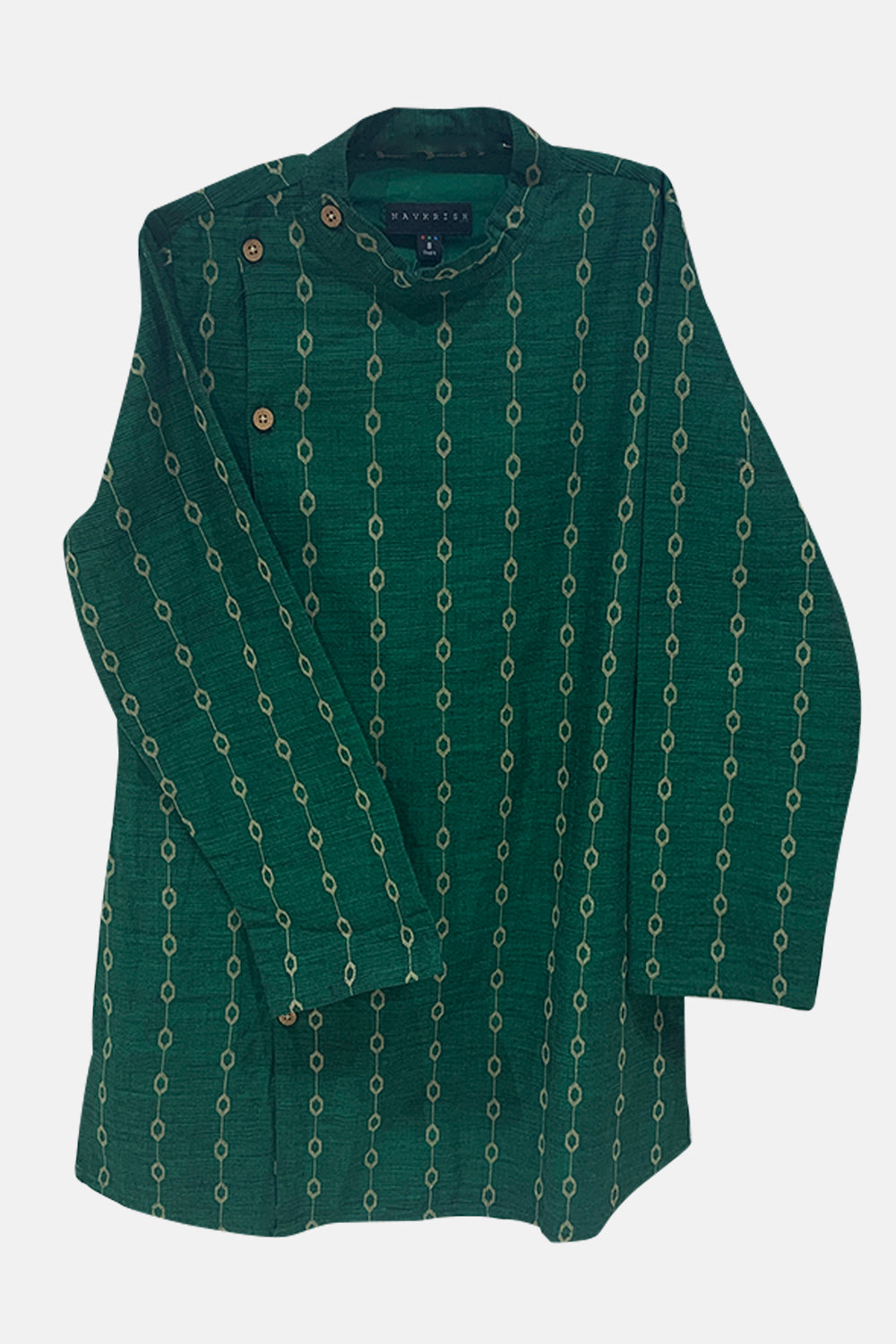 Navkrish Boy's Ethnic Kurta Set with Asymmetric Jacket - Green - S005