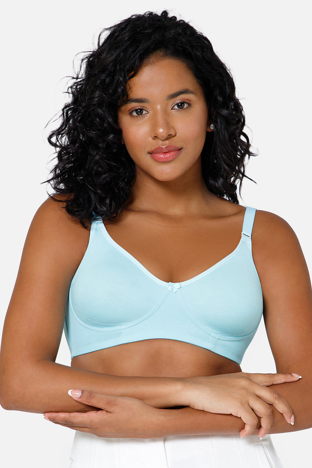 Light Shade Aqua T-shirt Saree Bra ES02 - Non-Padded and Non-Wired with High Coverage