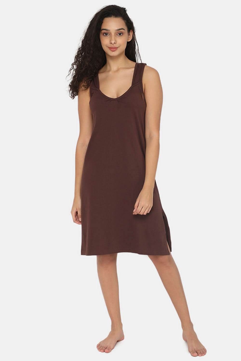 Intimacy Full Coverage Knee-Length Cotton Night Slip | Lightweight & Summer-Friendly Nightwear - Naidu Hall Family Store