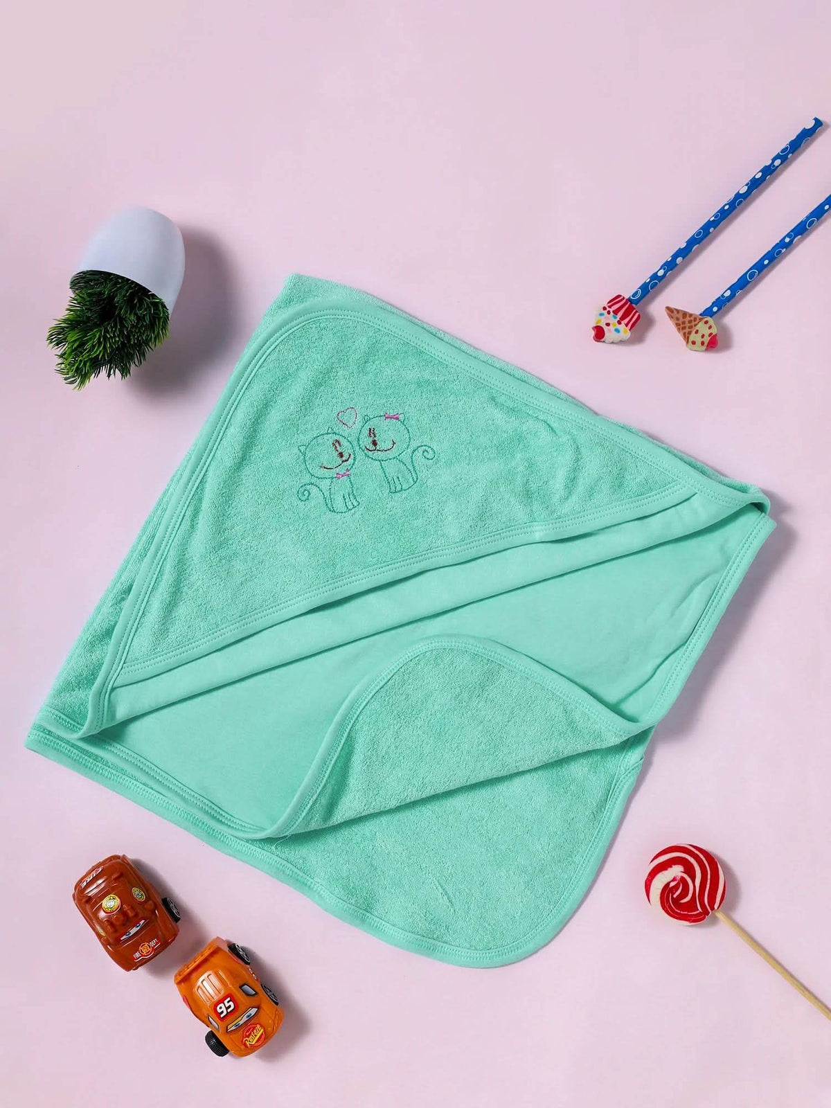 Oh Baby Plain Embroidery Carry Towel Light Green - Htpr - Naidu Hall Family Store