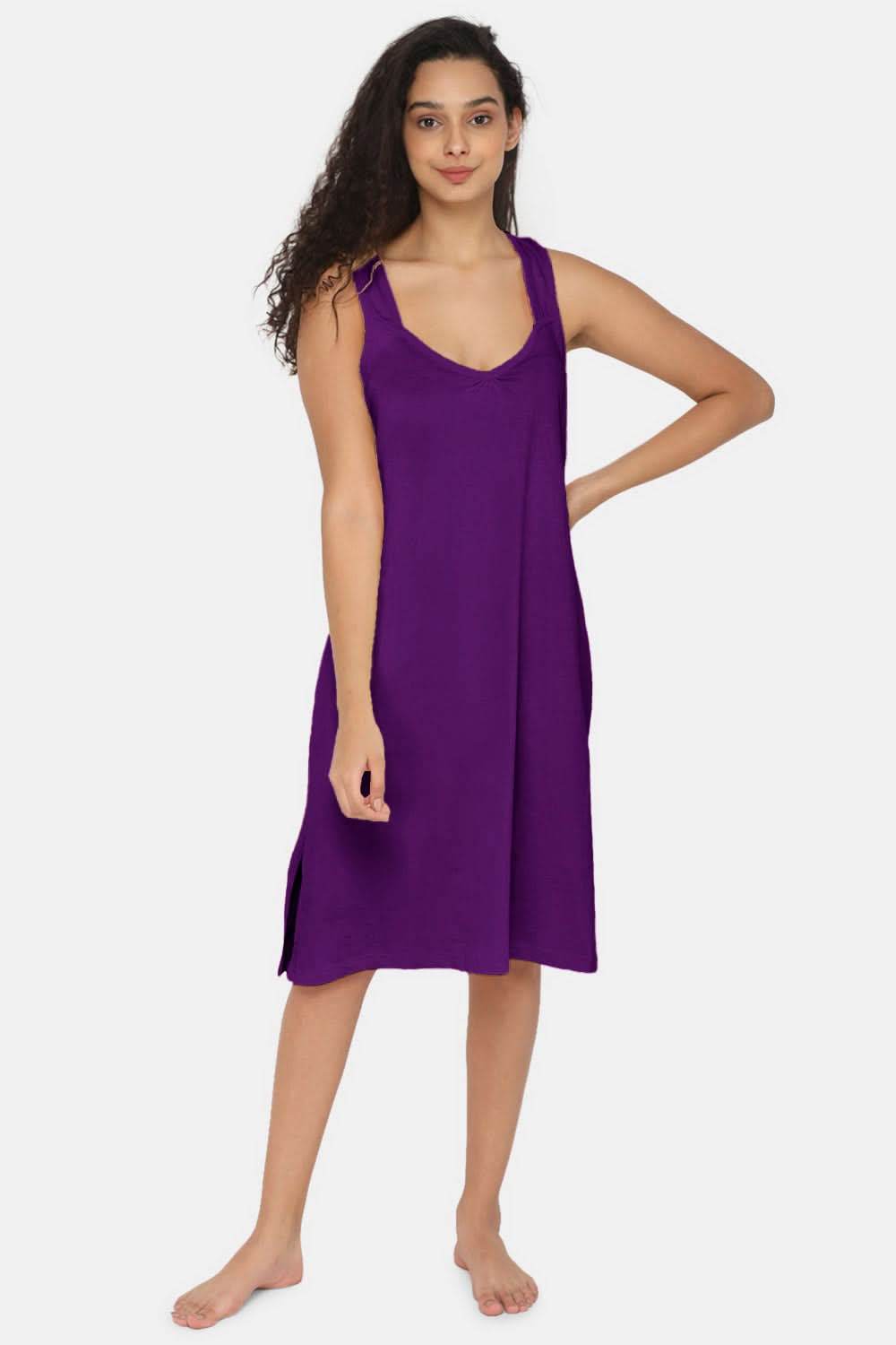 Intimacy Full Coverage Knee-Length Cotton Night Slip | Lightweight & Summer-Friendly Nightwear - Naidu Hall Family Store