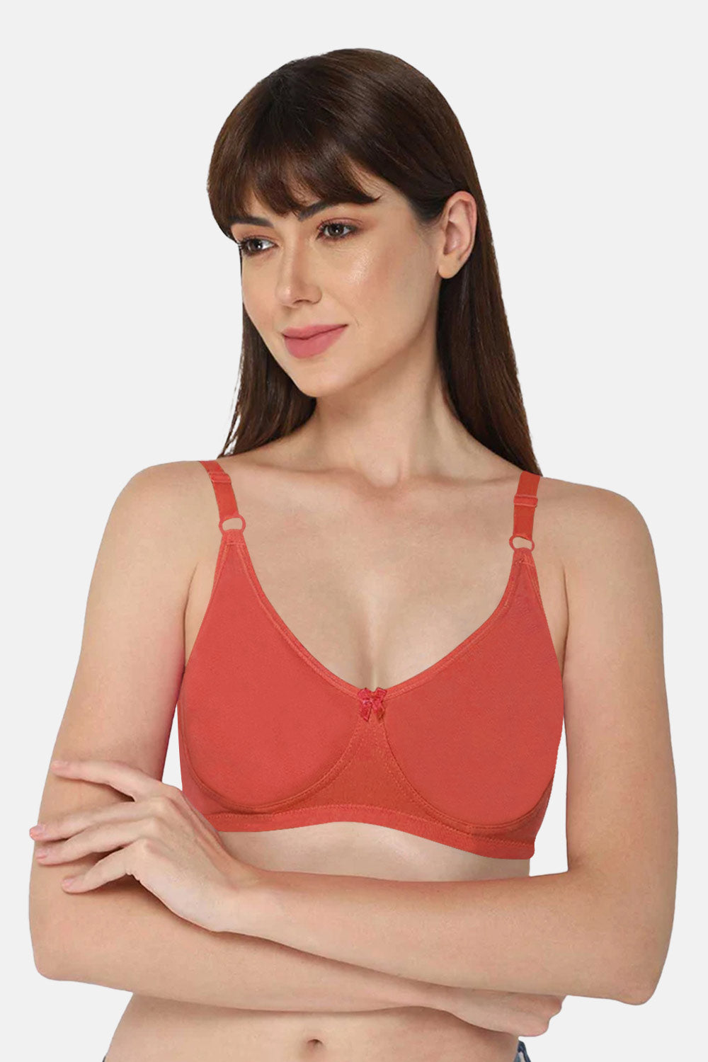 High Coverage Non-Wired Non-Padded Intimacy T-shirt Saree Bra - Red