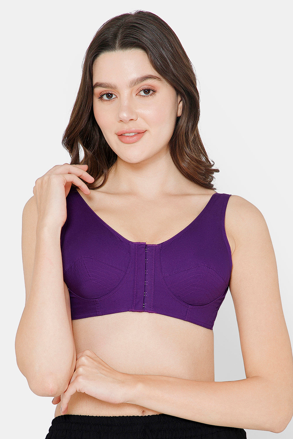 Naidu Hall High Coverage Non-Wired Non-Padded Front Open Cotton Saree Bra - NRPB