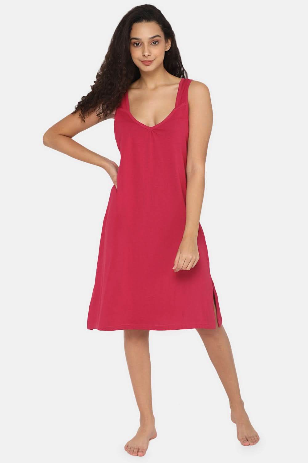 Intimacy Full Coverage Knee-Length Cotton Night Slip | Lightweight & Summer-Friendly Nightwear - Naidu Hall Family Store
