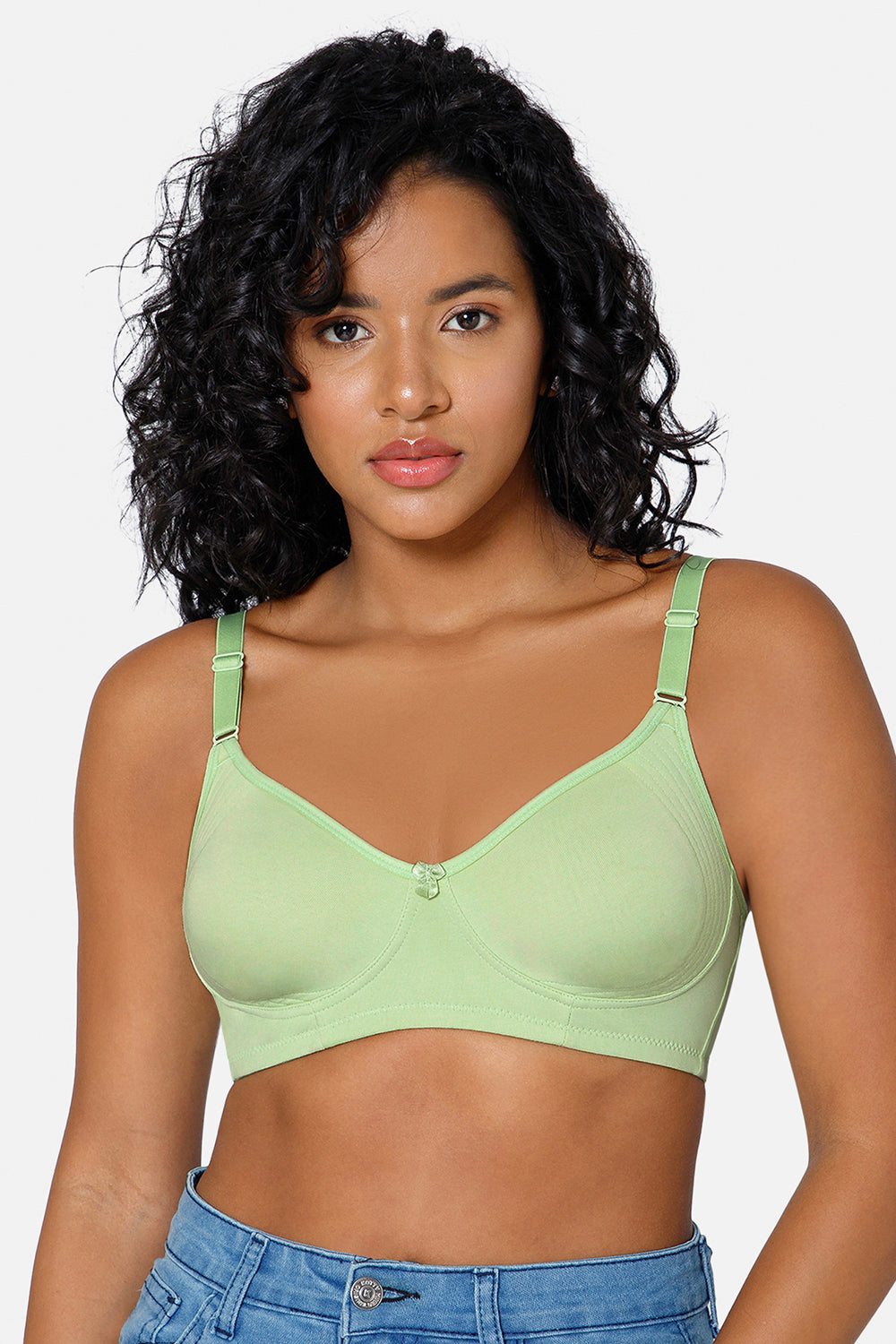 Light Shade Lily Green T-shirt Saree Bra ES02 - Non-Padded and Non-Wired with High Coverage