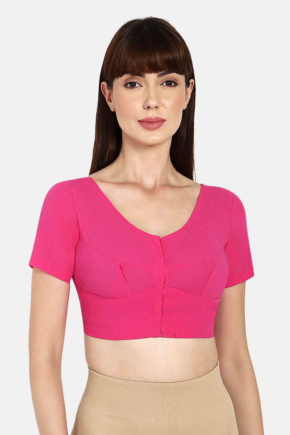 Naidu Hall Round neck short sleeve blouse - Fuchsia - Naidu Hall Family Store