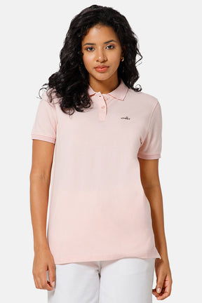 Jusperf Women Half Sleeve Polo Neck T-shirt  - Pink - SJD5