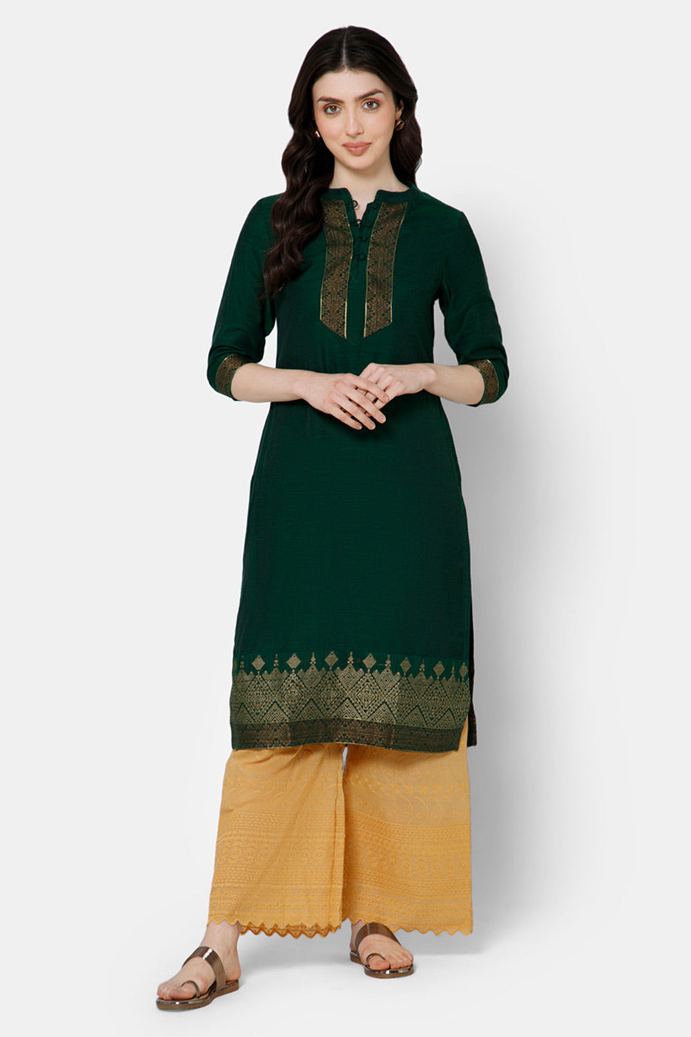 Mythri Women's Ethnic Wear Straight kurta - Green - KU53